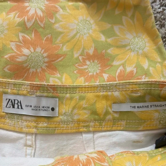 Zara Sunflower Print Pants in Yellow and Orange - Picture 7 of 7